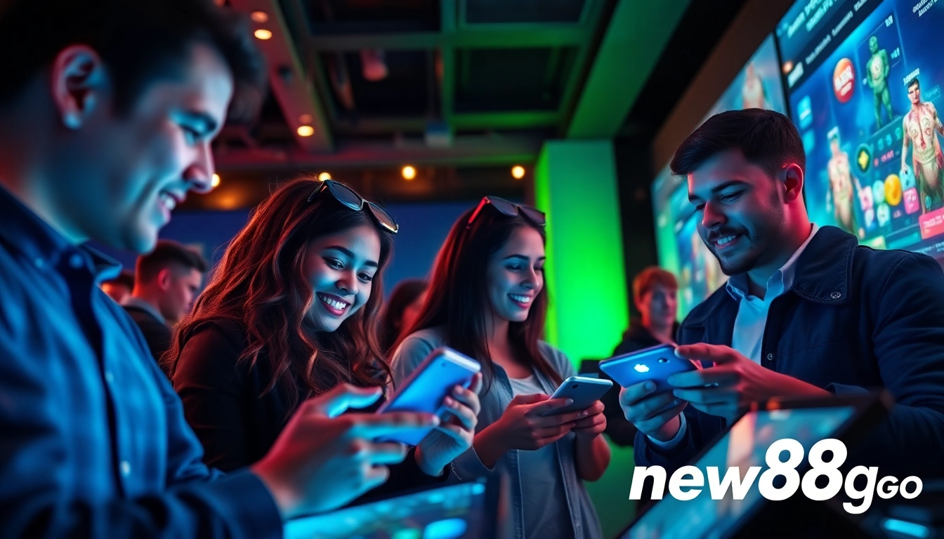 Exciting online gaming experience showcasing new88go.com with diverse players and vibrant digital interface.