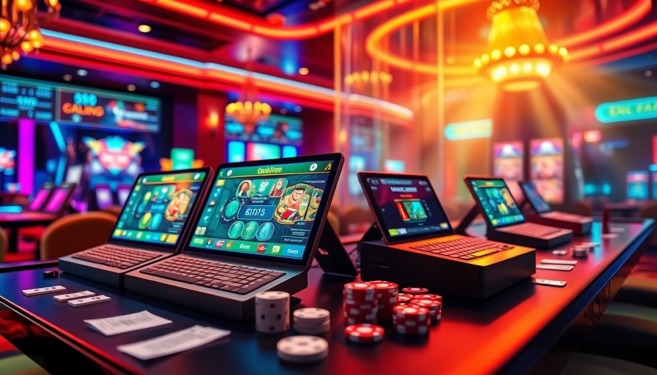 Engaging in kiếm tiền qua xóc đĩa online amidst an exciting virtual casino atmosphere with high-tech gaming elements.