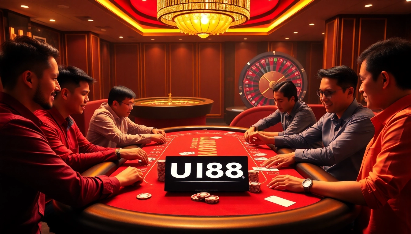 Experience the exhilarating environment of UU88 with players engaged in a thrilling poker game.