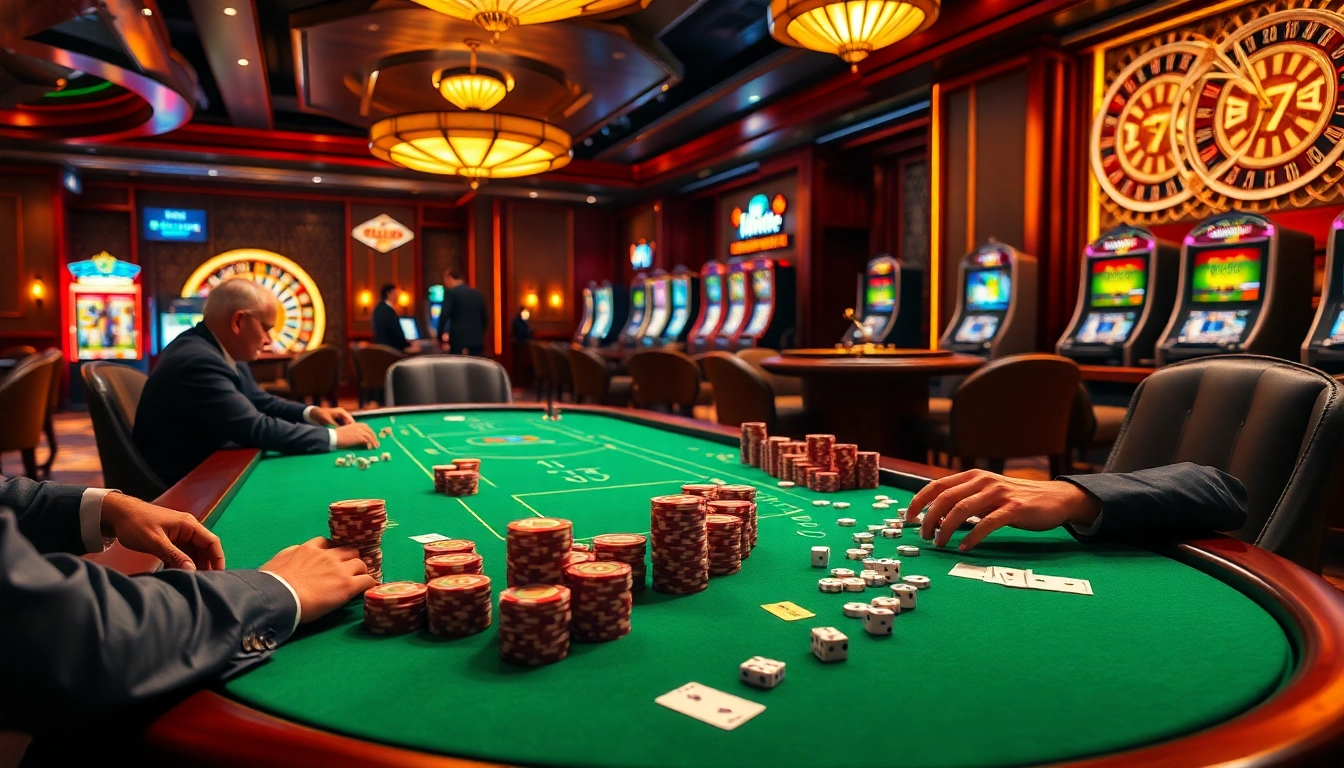 Experience the thrill of the 7m poker table with stacked chips and winning bets.