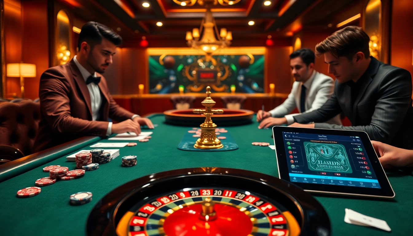 F168 casino scene showcasing an engaging poker game with vibrant chips and cards.