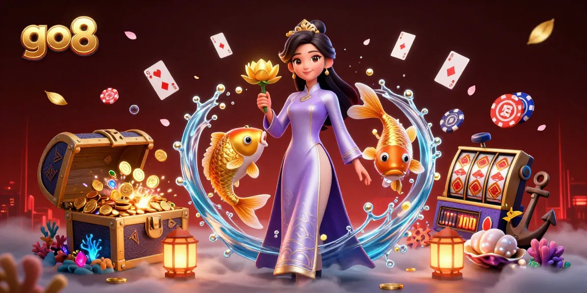 Experience winning moments at go 8 with vibrant 3D casino-themed illustration showcasing rich gaming elements.