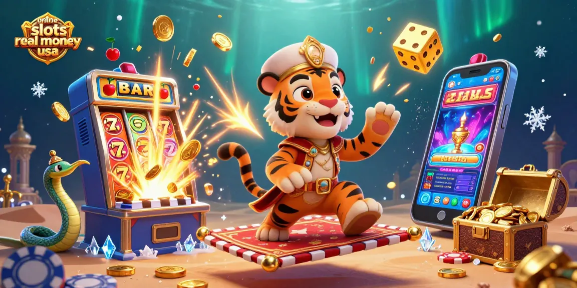 Play immersive online slots real money USA with vibrant illustrations of jackpot action and casino excitement.