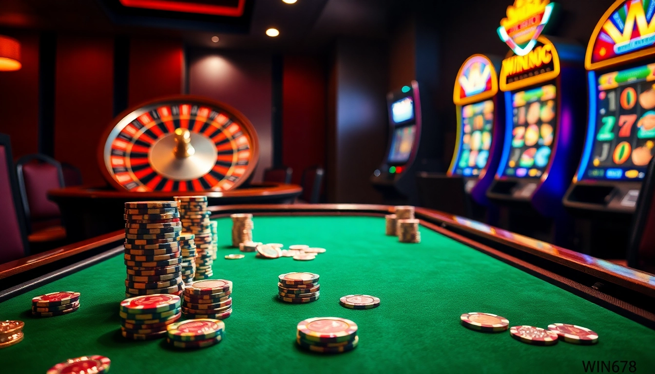 WIN678 players enjoying a high-stakes game at a luxurious casino table.