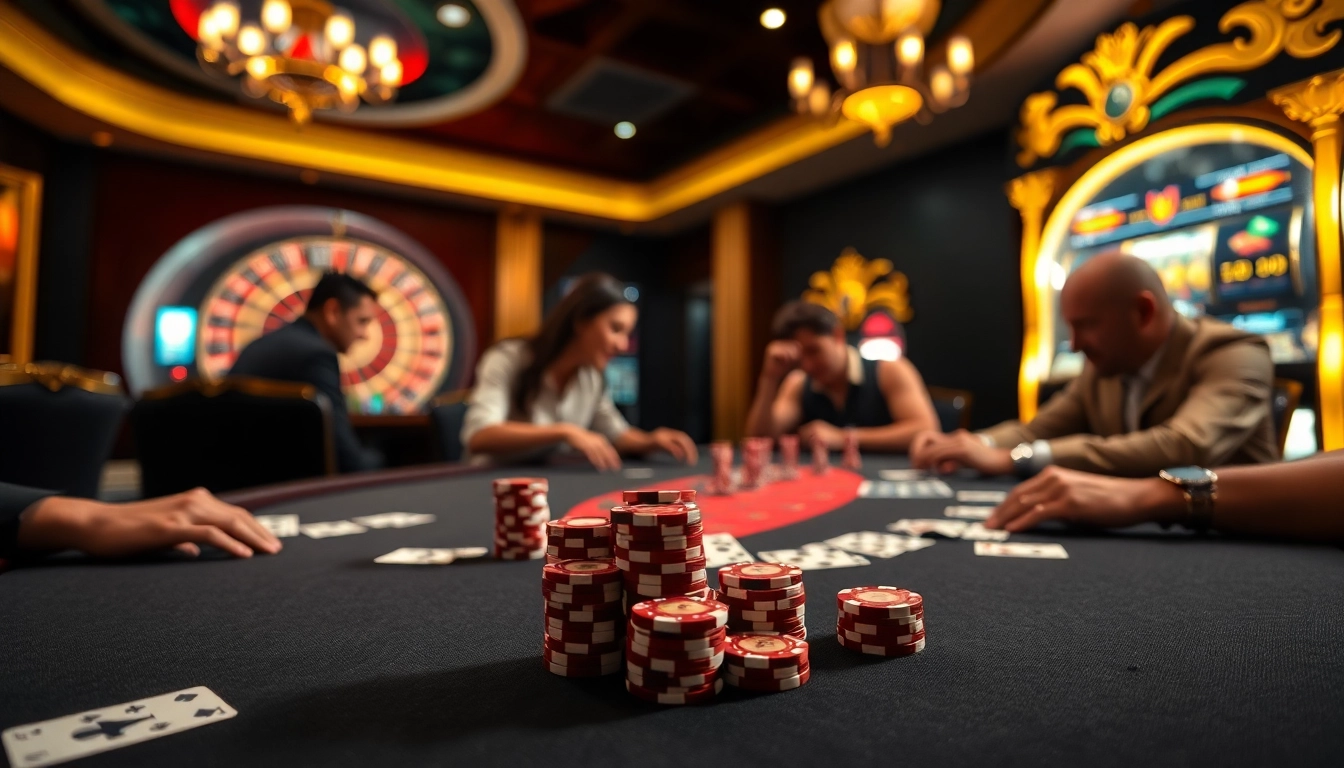 Players enjoying high-stakes poker and gambling excitement at https://rr88.black/ casino.