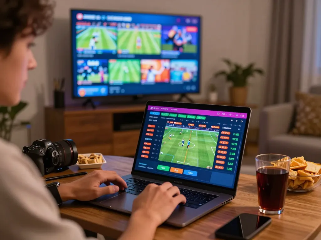 Engaged player betting on sports through fly88 platform, highlighting excitement and strategy.