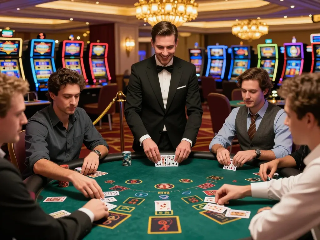 A thrilling blackjack game showcasing the excitement of 79 KING with players actively betting and a focused dealer