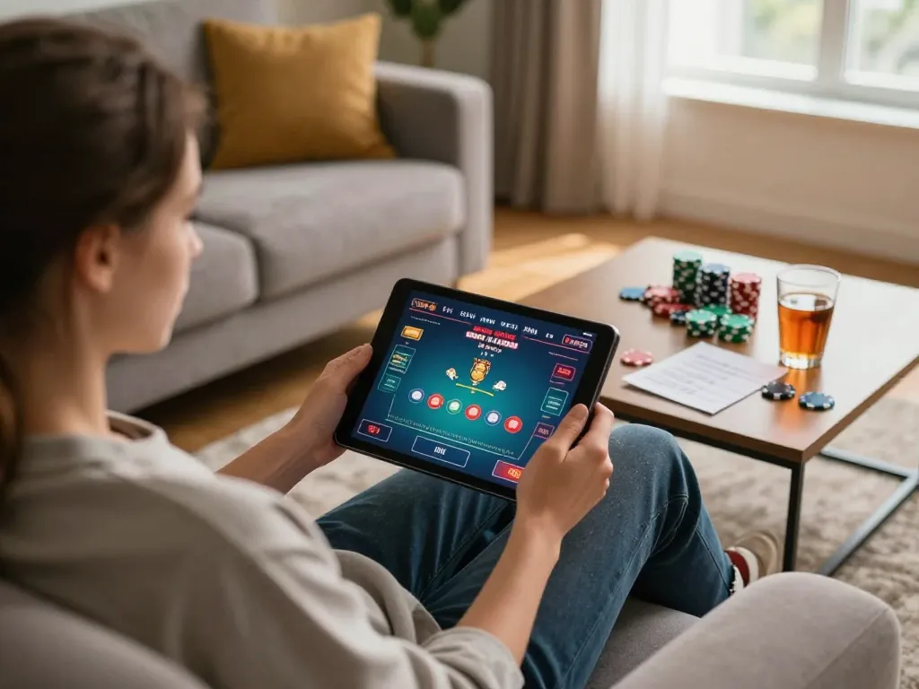 Play engaging poker online with 78winvina on a stylish home setup featuring vibrant visuals and cozy atmosphere.