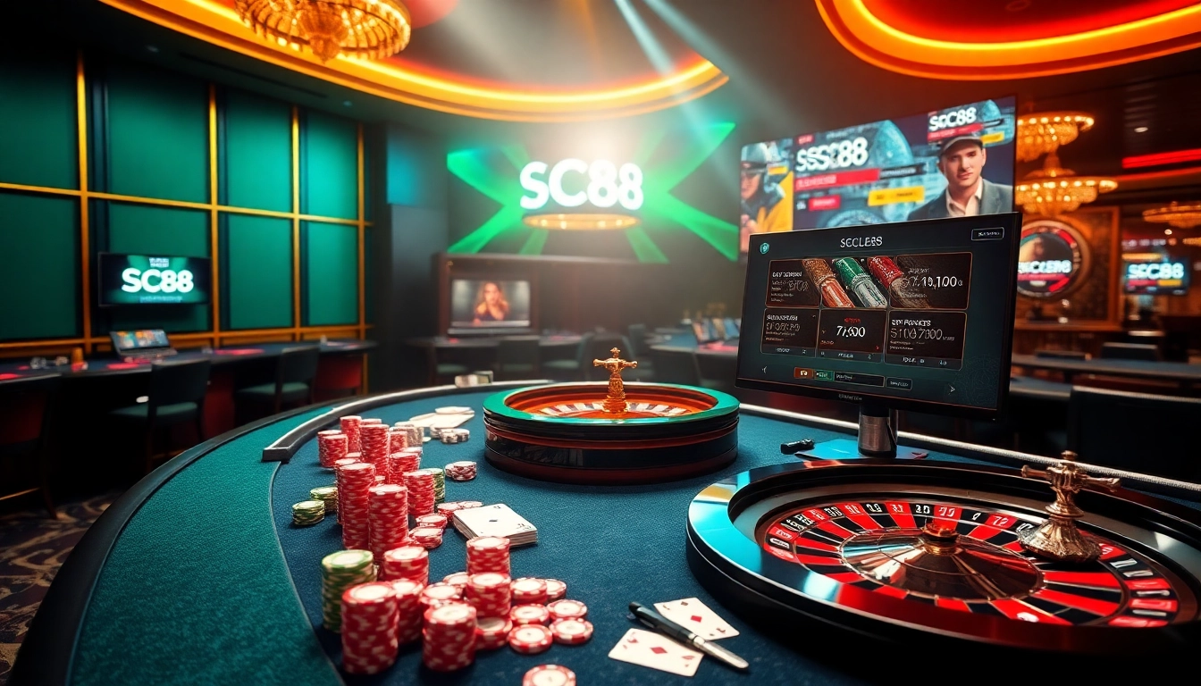 Betting at a professional casino table showcasing SC88 promotion excitement and colorful chips.