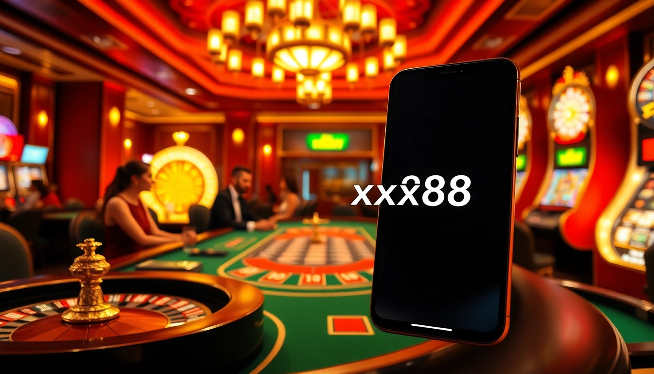 Experience thrilling gameplay at https://xx88.host with excited players at luxurious casino tables.