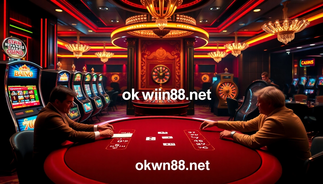Engaging poker game in a luxurious environment from https://okwin68.net/ showcasing thrilling investment moments.