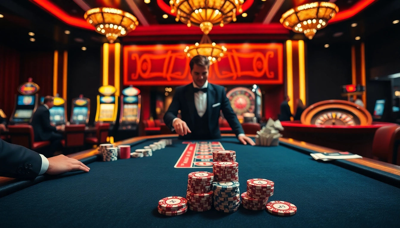 Experience the thrill of KK55 at a luxurious casino table with vibrant poker chips and warm ambiance.