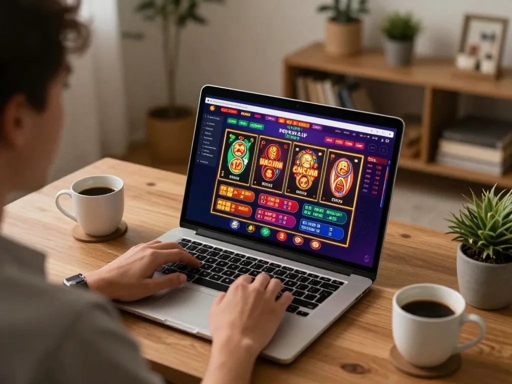 Engaging in online poker and slots on 789BET while enjoying a cozy home setup.