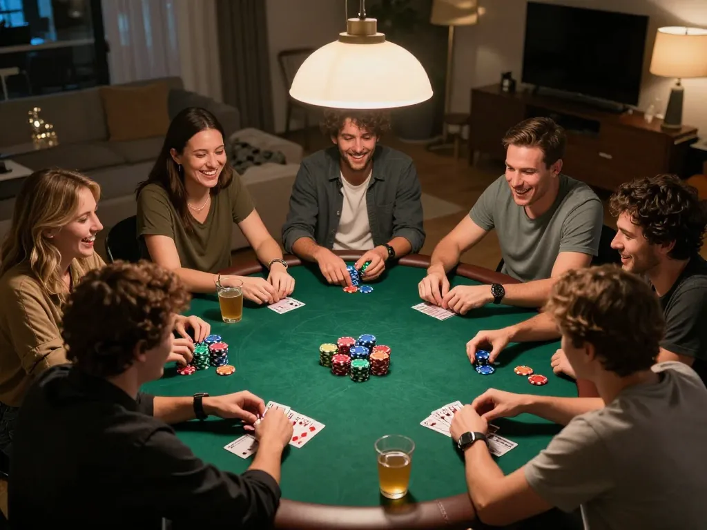 Engaged players enjoying a thrilling poker night at home with 98win gaming strategies.