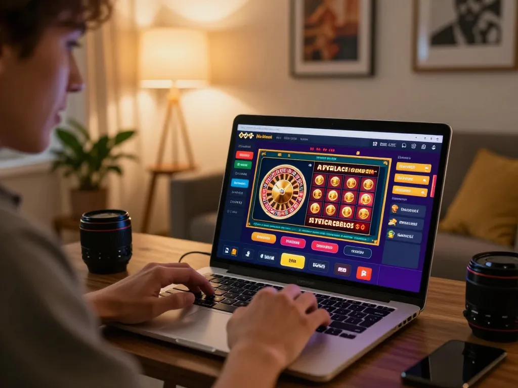 Experience thrilling gameplay at lc88 with a player using a laptop in a cozy home setting.