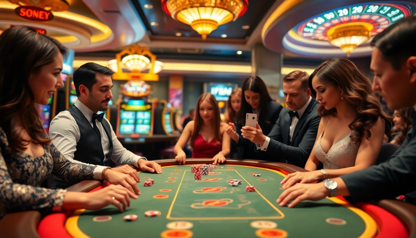 A lively gaming atmosphere at 88I casino with engaged players at a high-stakes poker table.