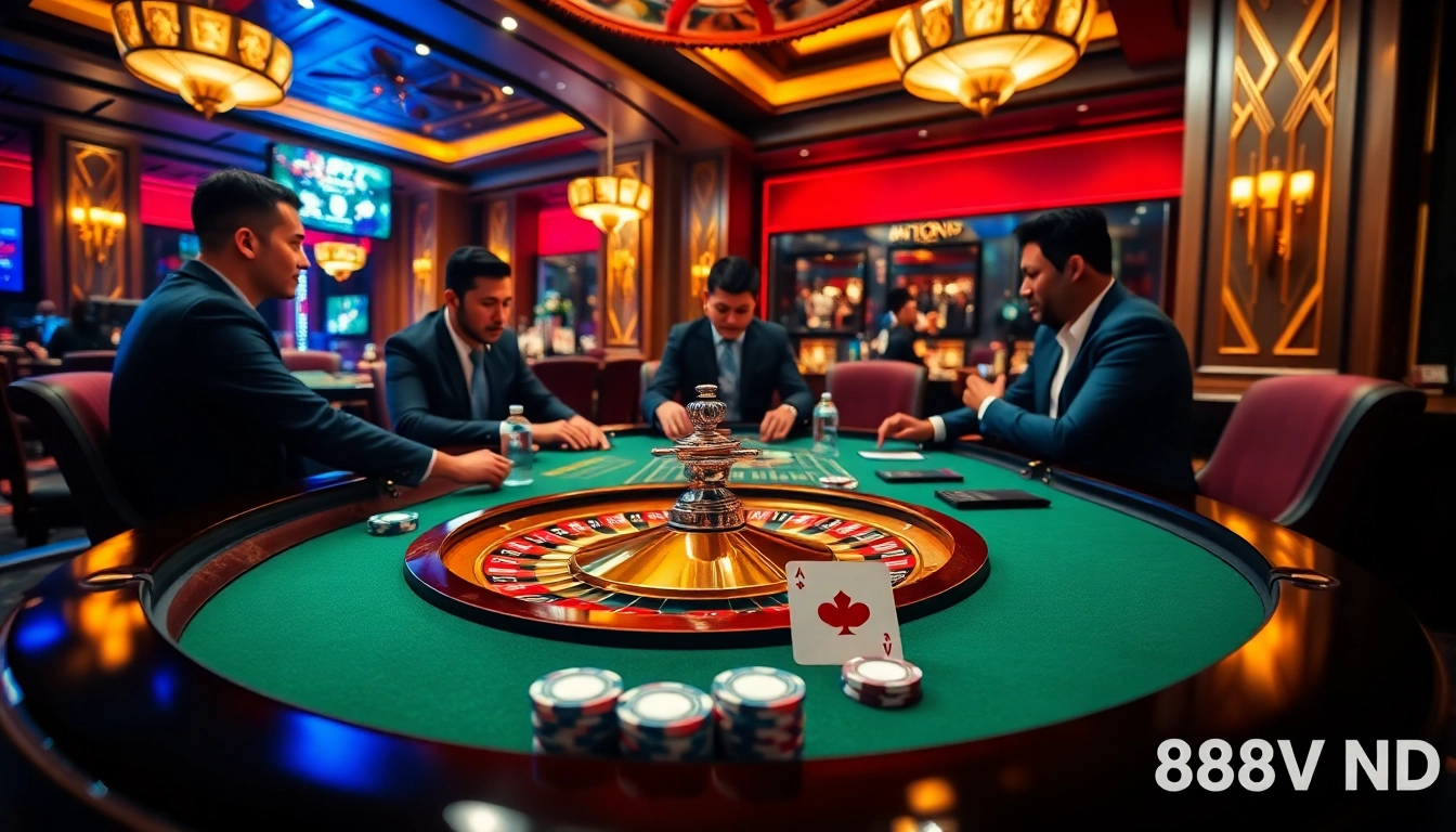 Engaged players at a casino table, showcasing the excitement of 888VND gaming.