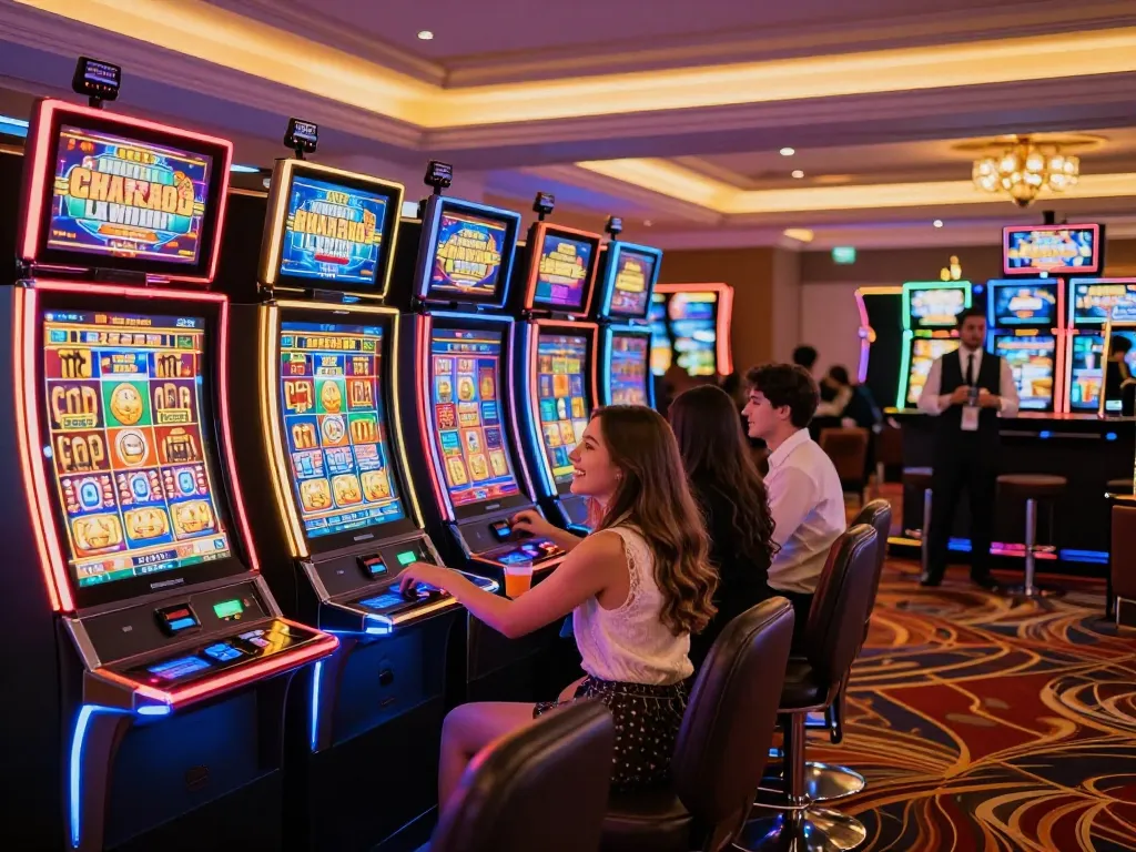Players enjoying colorful slots at https://lucky88.sbs/ casino, celebrating wins in a vibrant atmosphere.