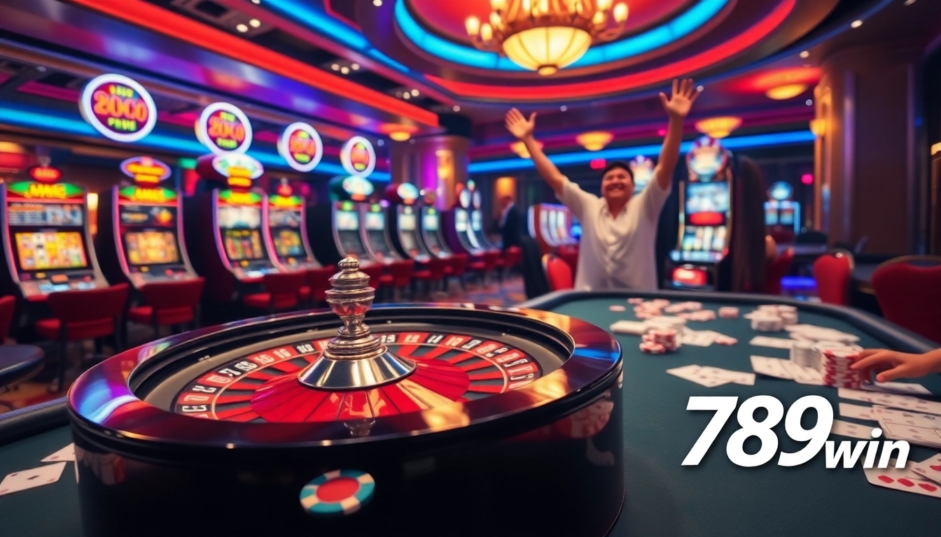 Experience the excitement of 789win as players celebrate casino wins at vibrant tables.