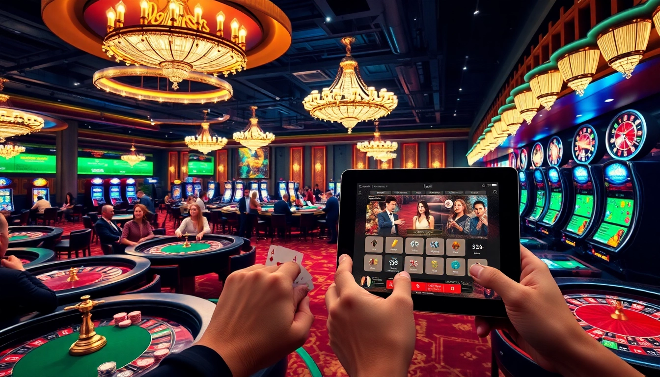 Experience thrilling gameplay at https://luck8.media/ with players enjoying casino tables and slots under bright, elegant lights.