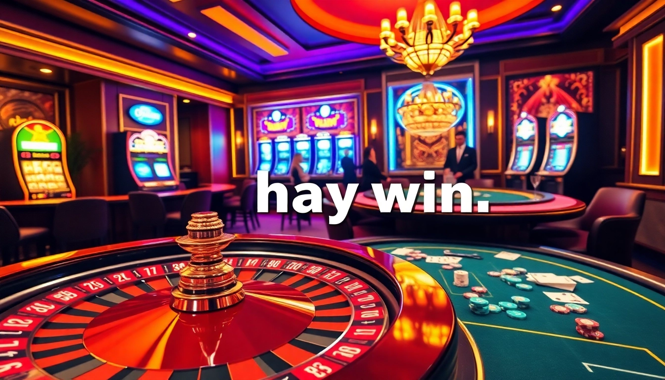 Experience the thrill of gambling with a vibrant scene capturing a high-stakes poker game at a luxurious casino, hay win chips in view.