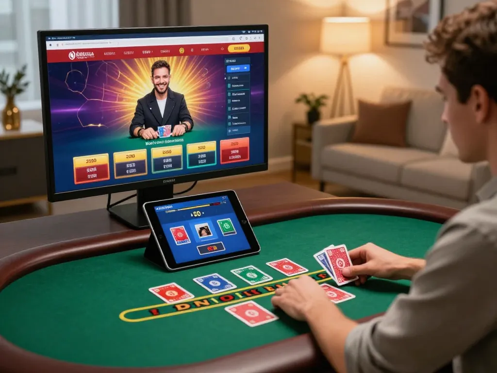Player engaging in strategic gameplay at TR88 online casino blackjack table on tablet