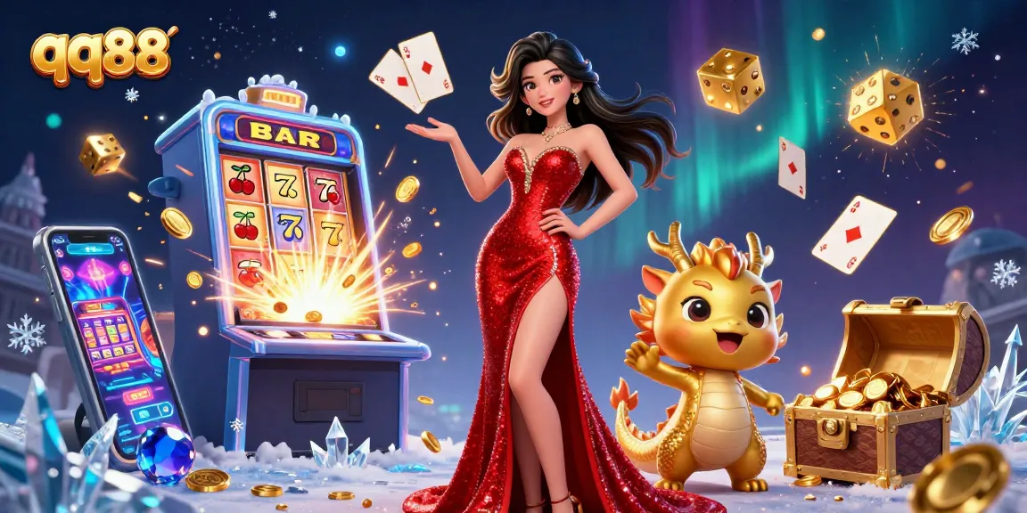 Experience the thrill of qq88 with a vibrant casino scene featuring games and bonuses.