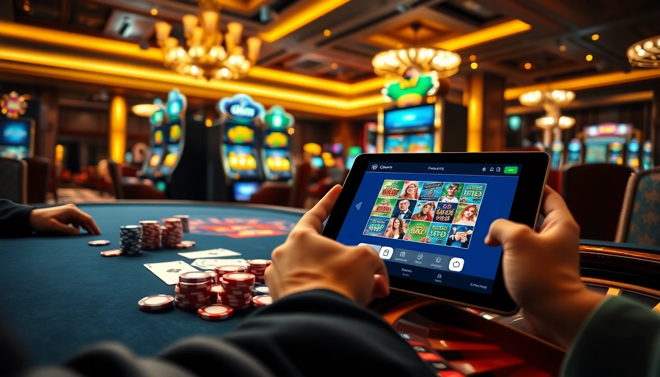 Engaging players enjoying the Okwin game at a vibrant casino table.