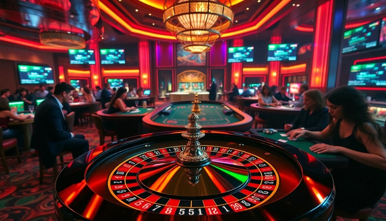 Players betting passionately at a vibrant casino with tables showcasing the excitement of https://mint88.one/.