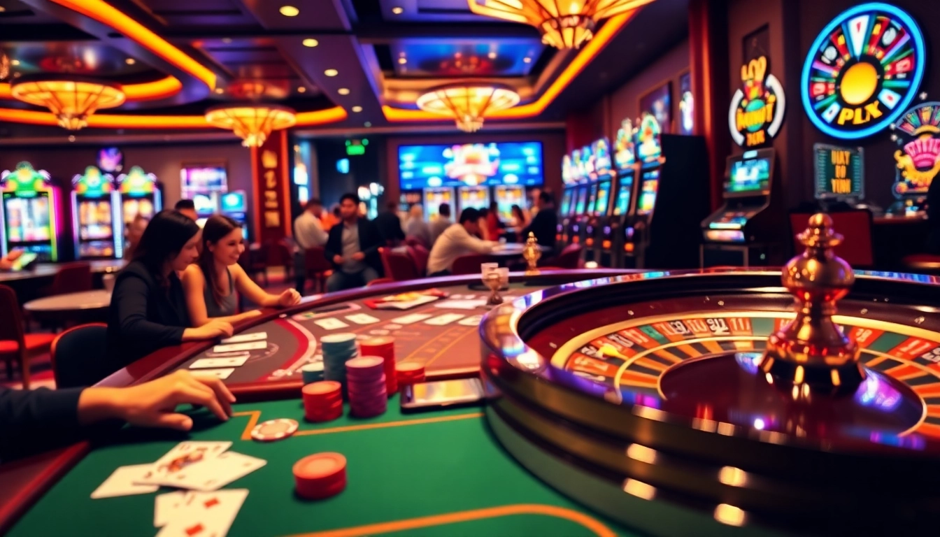 SODO66 players excitedly betting at glamorous casino tables filled with poker chips and cards