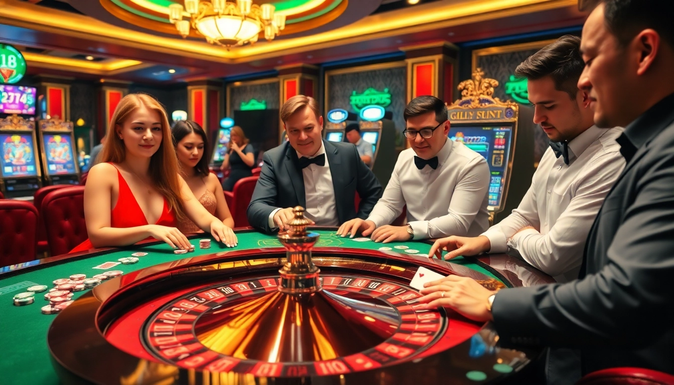 Experience high-stakes excitement at https://da88st.com/ with lively casino tables and glowing slot machines.