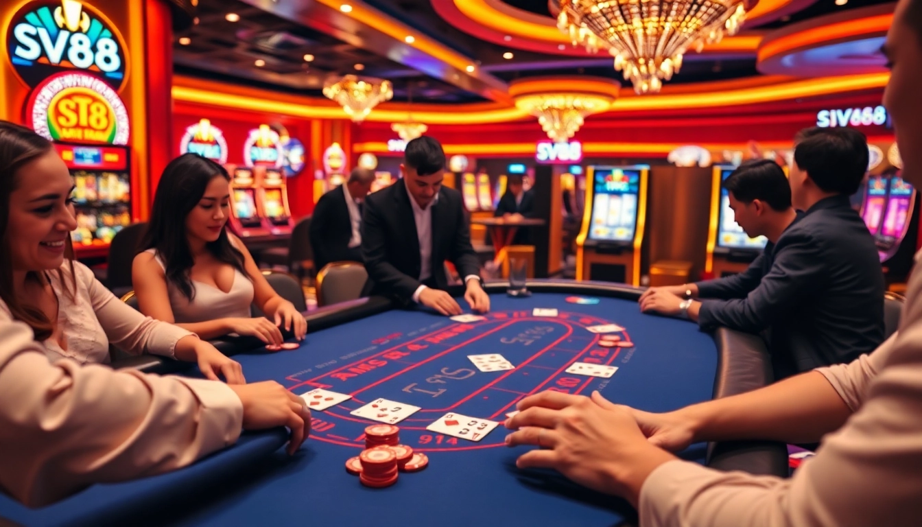 Players engage in high-stakes blackjack action at SV88’s professional casino tables.
