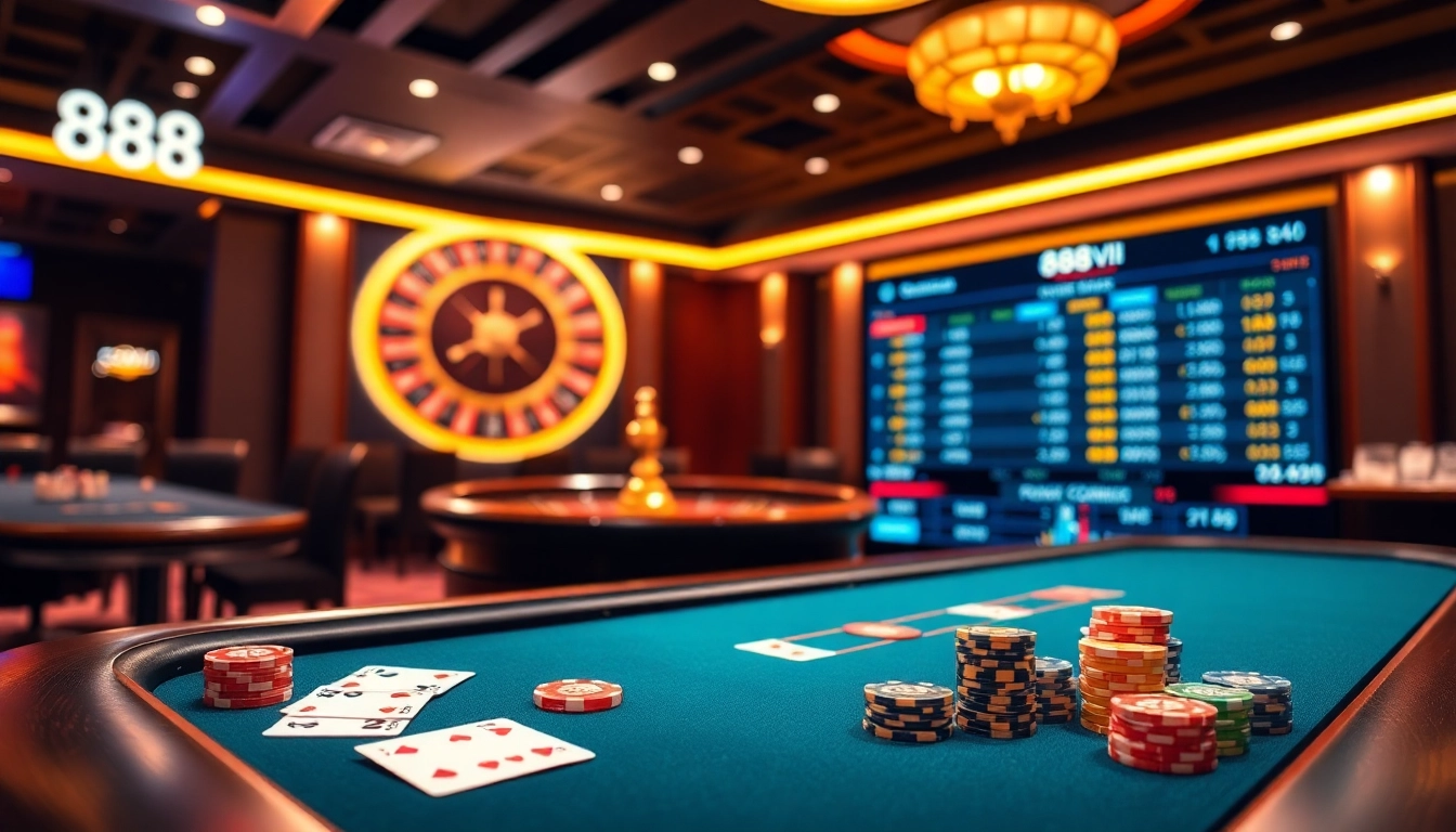 Experience thrilling gameplay at 888VI with a lively casino atmosphere and colorful betting options.