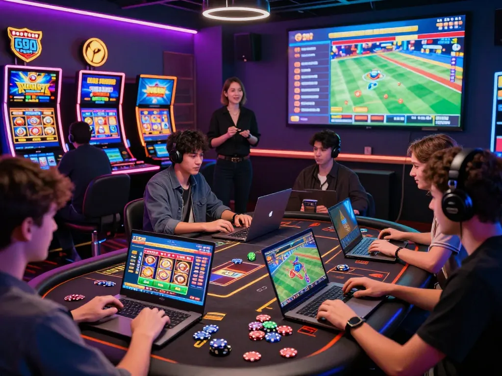 BEM88 online gaming scene with players immersed in vibrant digital casino activities, showcasing interactive gameplay.