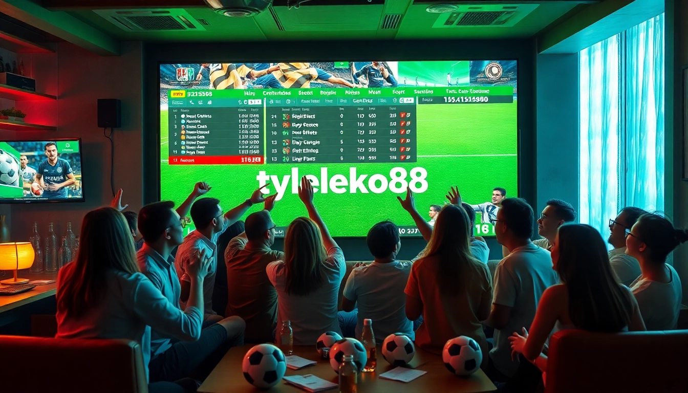 Experience the dynamic atmosphere of online betting with tylelekeo88, highlighting excitement and camaraderie.