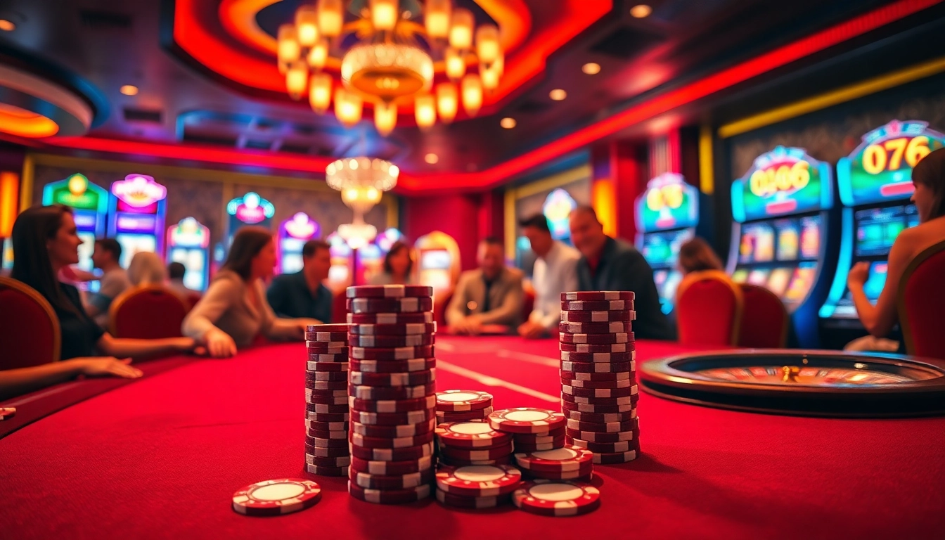 Experience thrilling gameplay at https://kjc.football/ with a vibrant poker scene featuring elegantly stacked chips.