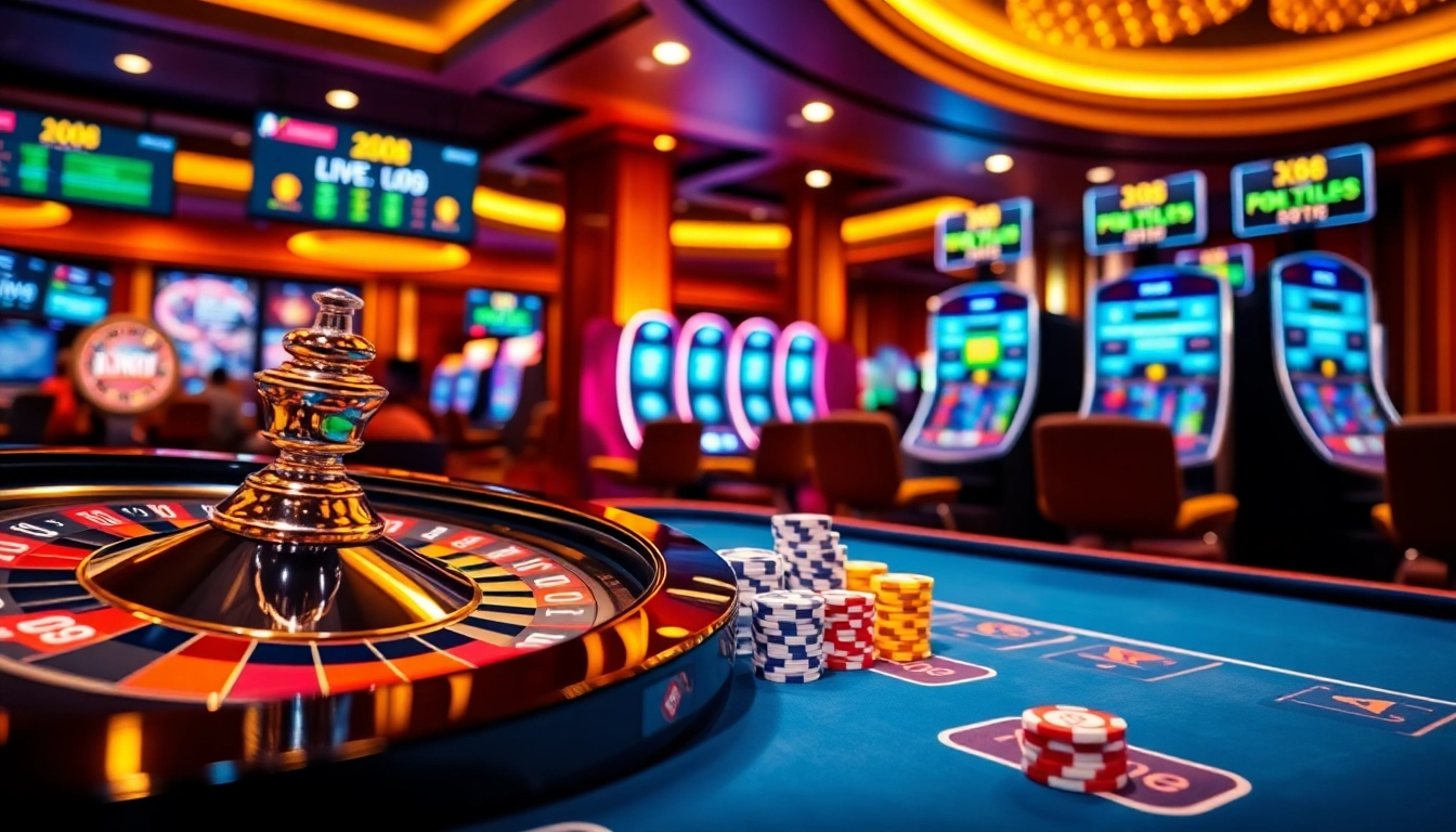 Dynamic online gaming experience at Nhà cái X88, showcasing poker chips and a roulette wheel.