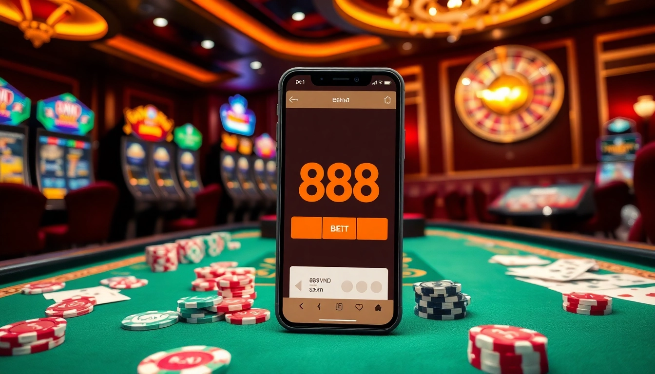 Experience the thrill of winning at 888VND bet with vibrant casino visuals and betting action.