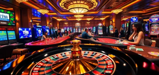 Gamblers enjoying an exciting TP88 casino experience with vibrant tables and thrilling games.