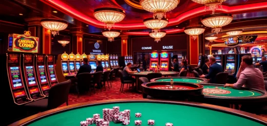 Players enjoying a thrilling experience at the 65A casino, highlighting vibrant games and lush decor.