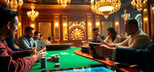 Experience thrilling gameplay at https://tr88games.com/ with an elegant casino setting featuring poker, roulette, and vibrant chips.