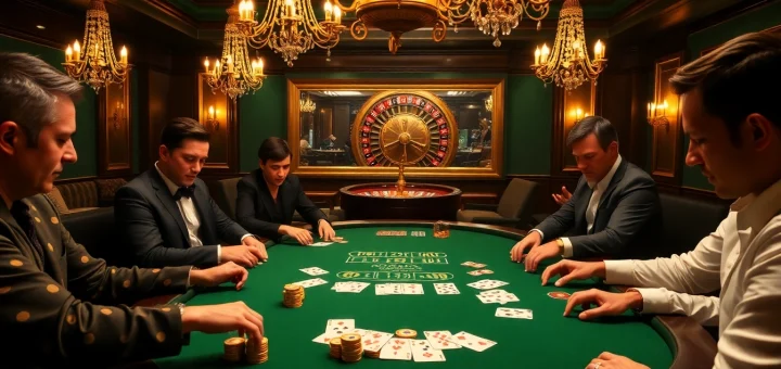 Engage in strategic gameplay at https://mb66.golf/ with a luxurious poker table and high-end casino elements.