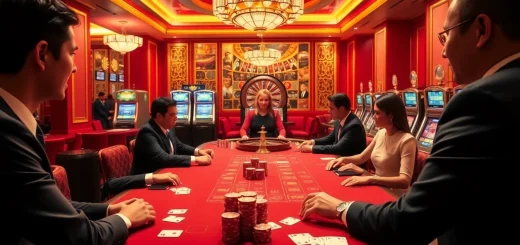 Engage in high-stakes action at the j88 casino, showcasing vibrant poker and roulette gameplay.