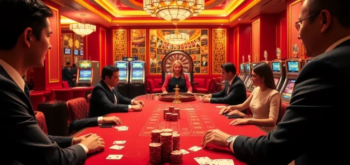 Engage in high-stakes action at the j88 casino, showcasing vibrant poker and roulette gameplay.