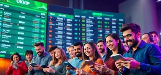 Engaging scene at okvipwin.live showcasing enthusiastic bettors enjoying online sports betting.