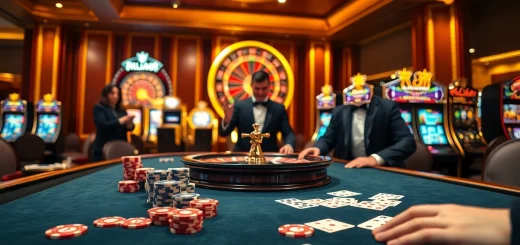 Dynamic gaming scene with RR88 branding; luxurious casino atmosphere featuring cards and roulette.