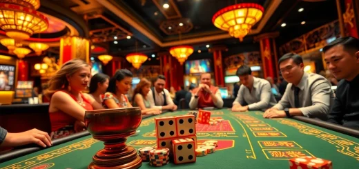 Tài xỉu sunwin 20 game with players engaging at a vibrant casino table, immersed in excitement.