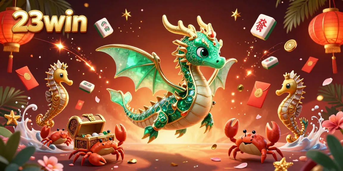 Experience the excitement of 23win with vibrant casino elements and charming characters for an enchanting gaming atmosphere.