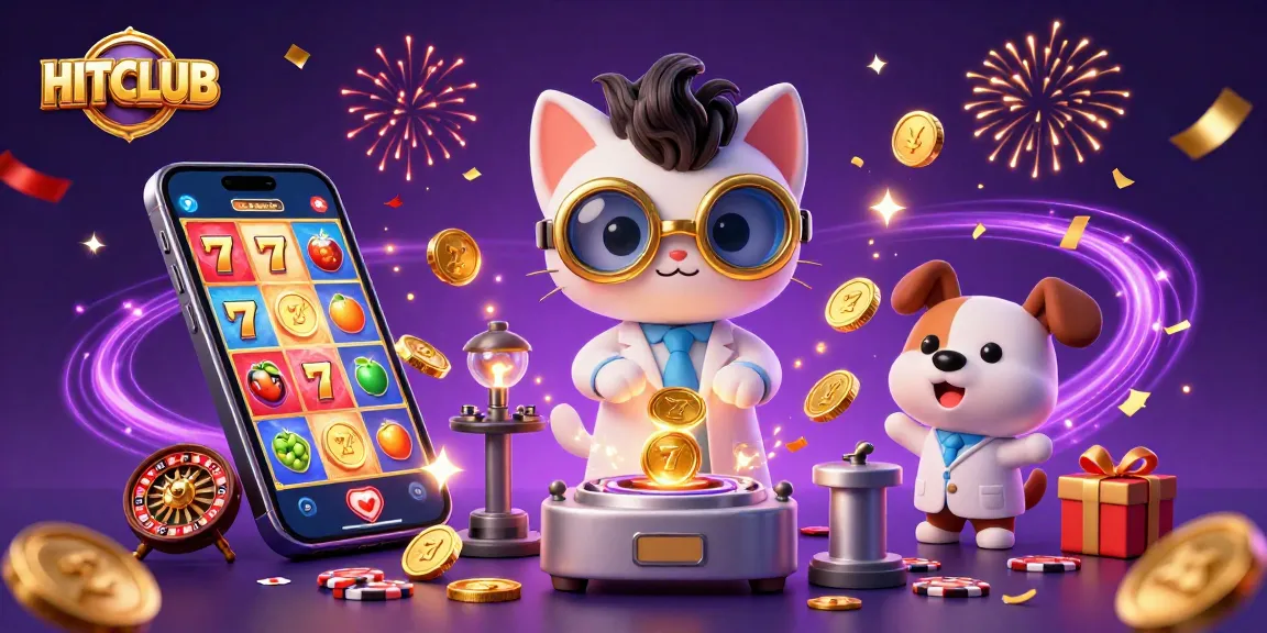 Engage in exciting games at HITCLUB featuring a lively, artistic casino scene with vibrant elements.